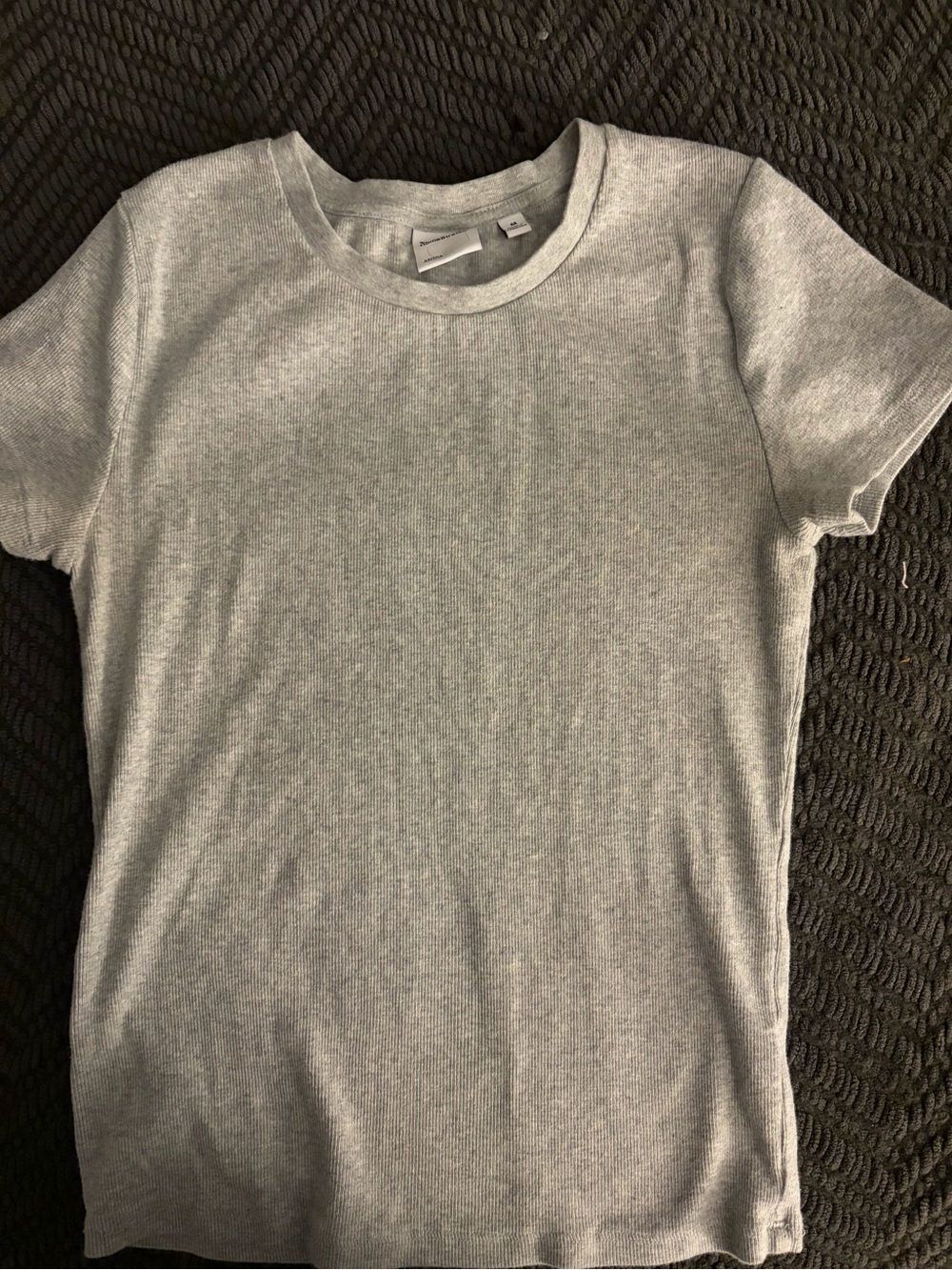 Aritzia homestretch Sleeve Gray Ribbed Tee -